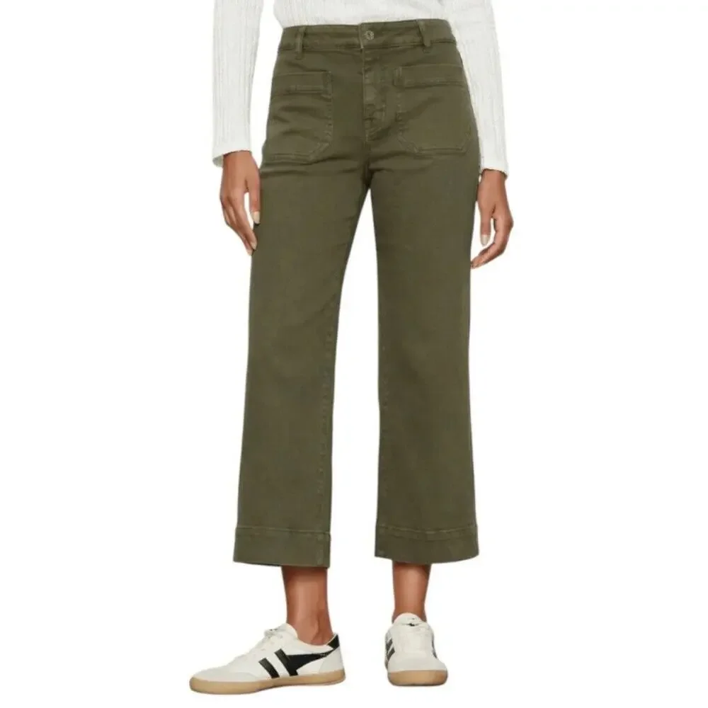NWOT Sanctuary Denim The Marine Wide Leg Crop Jeans 29 Army Green Patch Pocket - Picture 4 of 16